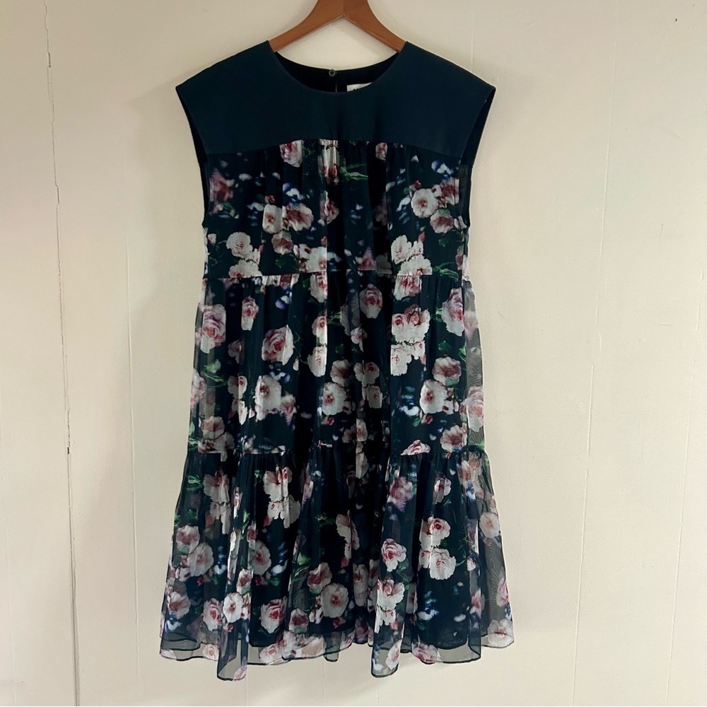 Rebecca Minkoff Floral Babydoll Dress in Navy‎ sz S